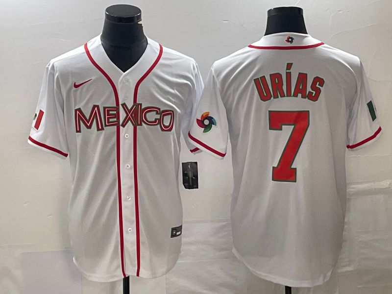Men 2023 World Cub Mexico #7 Urias White red Nike MLB Jersey14->more jerseys->MLB Jersey
